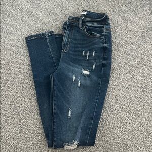 Encore Jeans Dark Blue Distressed Skinny Jeans